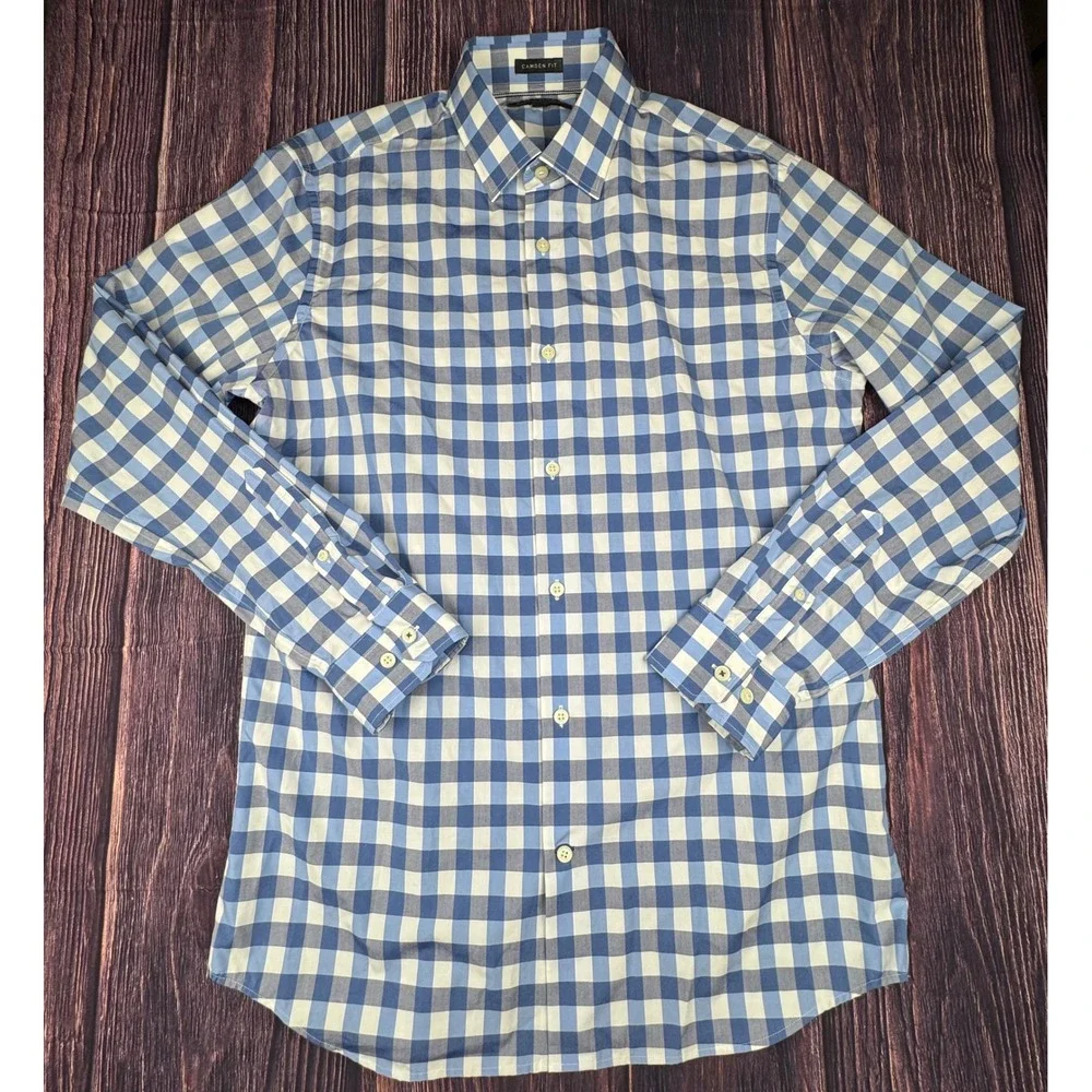 Banana Republic Camden Fit Shirt M Supima Cotton Gingham Buffalo Check Lot of 2